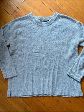 Karl Lagerfeld Light Gray Sequin Speckle Crewneck Sweater